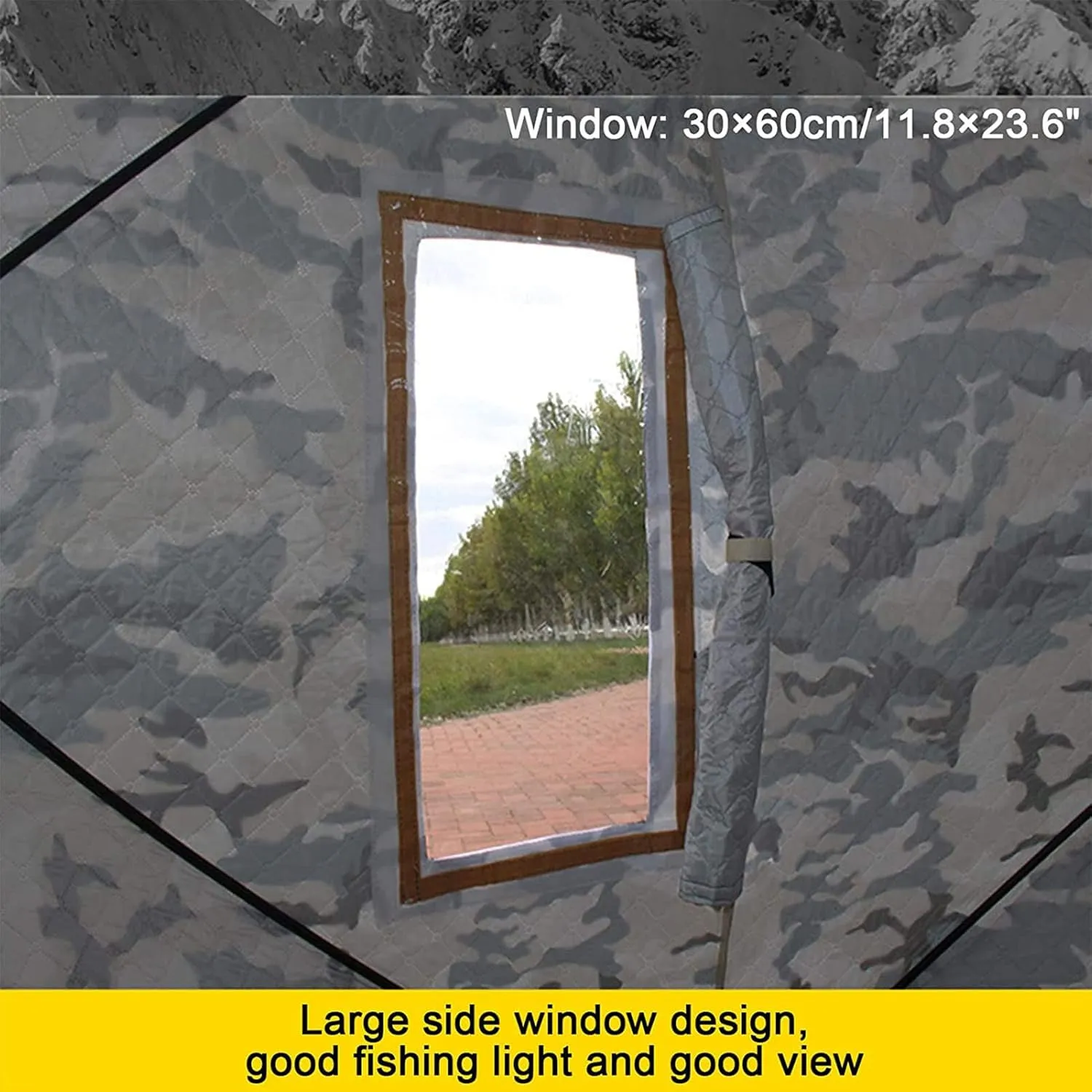 Ice Fishing Shelter, Pop-up Portable Ice Shanty Tent for 2-3 Person, Waterproof Ice Shelter w/Carrier Bag, Detachable Ventilated Windows & Zippered Door for Ice Fishing