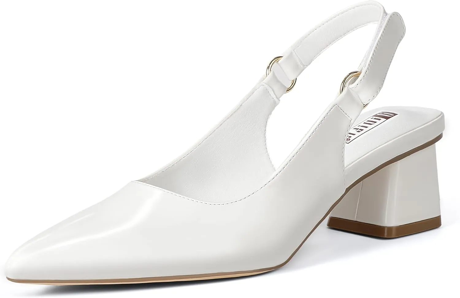 IDIFU IN2 Slingback Closed Toe Heels Chunky Low Block Short Heels Women's Pumps Hook and Loop Pointed Toe Wedding Bride Prom Dress Shoes for Women Dressy Comfortable Cute Small Thick Pumps Shoes