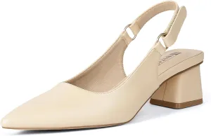IDIFU IN2 Slingback Closed Toe Heels Chunky Low Block Short Heels Women's Pumps Hook and Loop Pointed Toe Wedding Bride Prom Dress Shoes for Women Dressy Comfortable Cute Small Thick Pumps Shoes