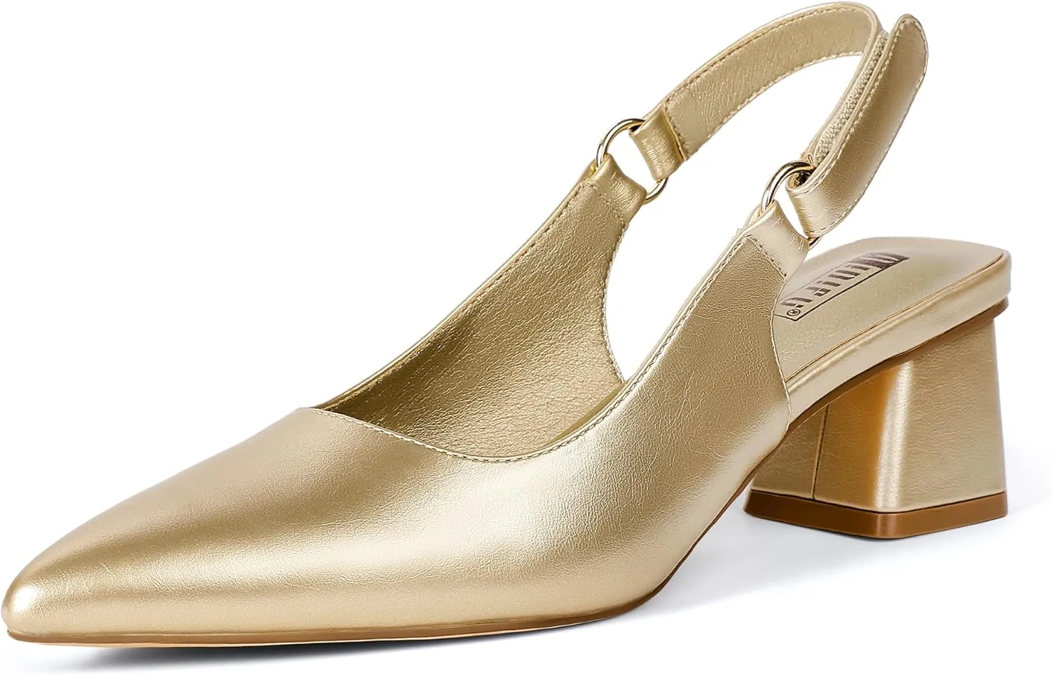 IDIFU IN2 Slingback Closed Toe Heels Chunky Low Block Short Heels Women's Pumps Hook and Loop Pointed Toe Wedding Bride Prom Dress Shoes for Women Dressy Comfortable Cute Small Thick Pumps Shoes