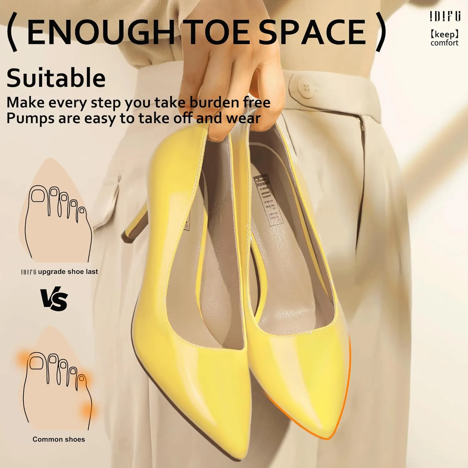 IDIFU IN3 High Heels Pumps Closed Toe Heels Women's Pumps Stiletto Pointed Toe Dress Shoes Wedding Prom Bridal Work Office Bride Bridesmaid Guest Trendy Dressy Fashion Comfortable Classic Pumps Shoes