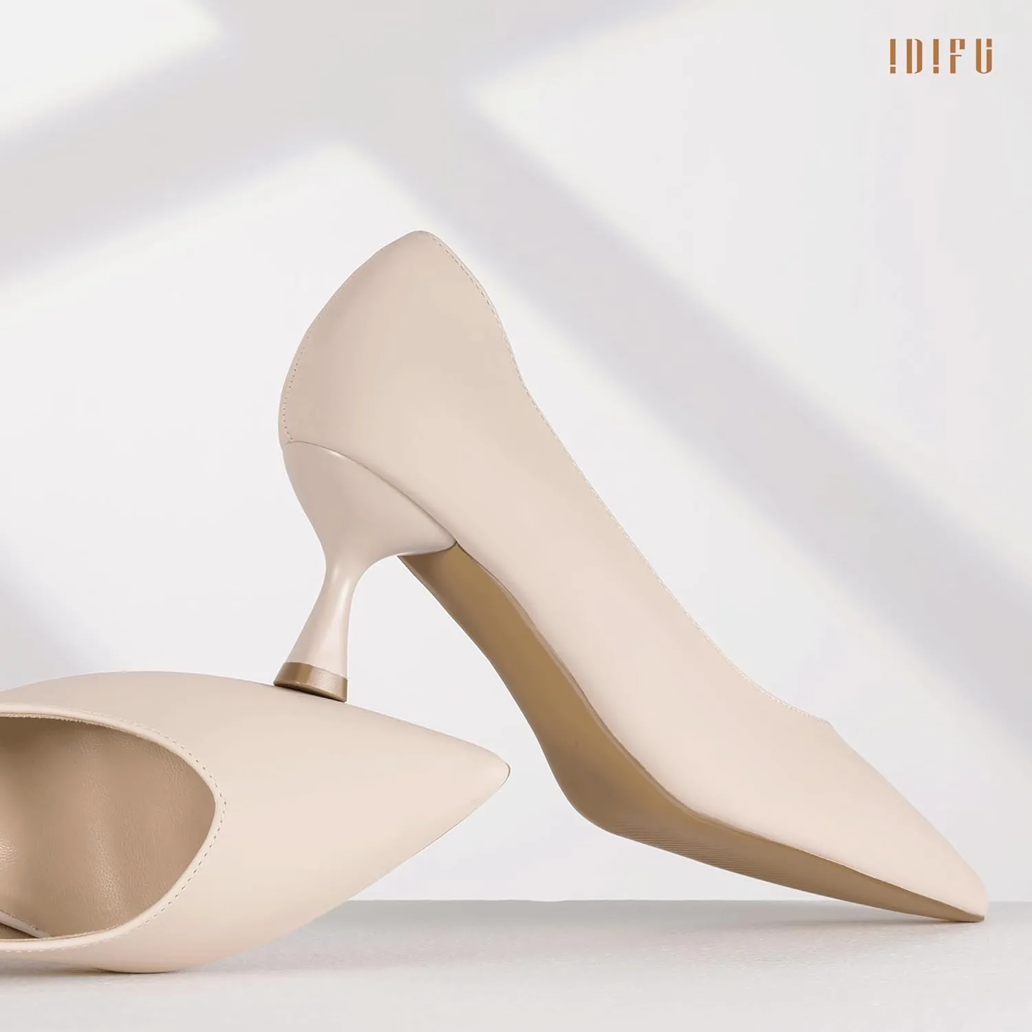 IDIFU IN3 Women's Pumps Kitten Closed Toe Heels Low Pointed Toe Heels Wedding Bridal Office Formal Work Prom Dress Shoes for Women Comfortable Dressy Trendy Cute Pumps Shoes
