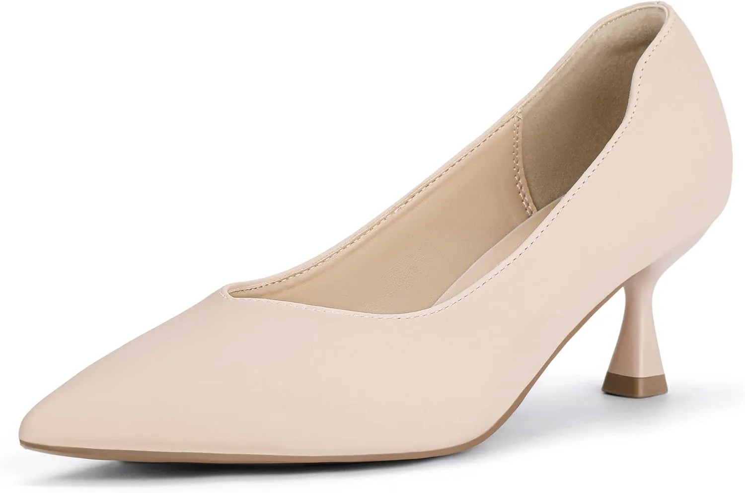 IDIFU IN3 Women's Pumps Kitten Closed Toe Heels Low Pointed Toe Heels Wedding Bridal Office Formal Work Prom Dress Shoes for Women Comfortable Dressy Trendy Cute Pumps Shoes