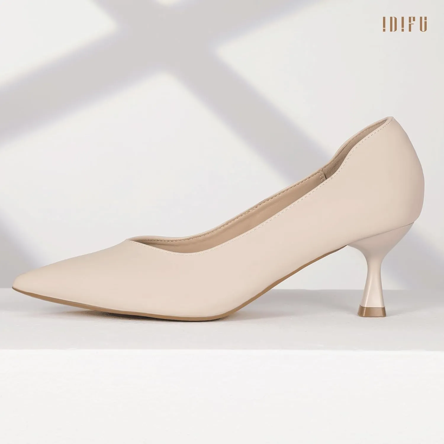 IDIFU IN3 Women's Pumps Kitten Closed Toe Heels Low Pointed Toe Heels Wedding Bridal Office Formal Work Prom Dress Shoes for Women Comfortable Dressy Trendy Cute Pumps Shoes