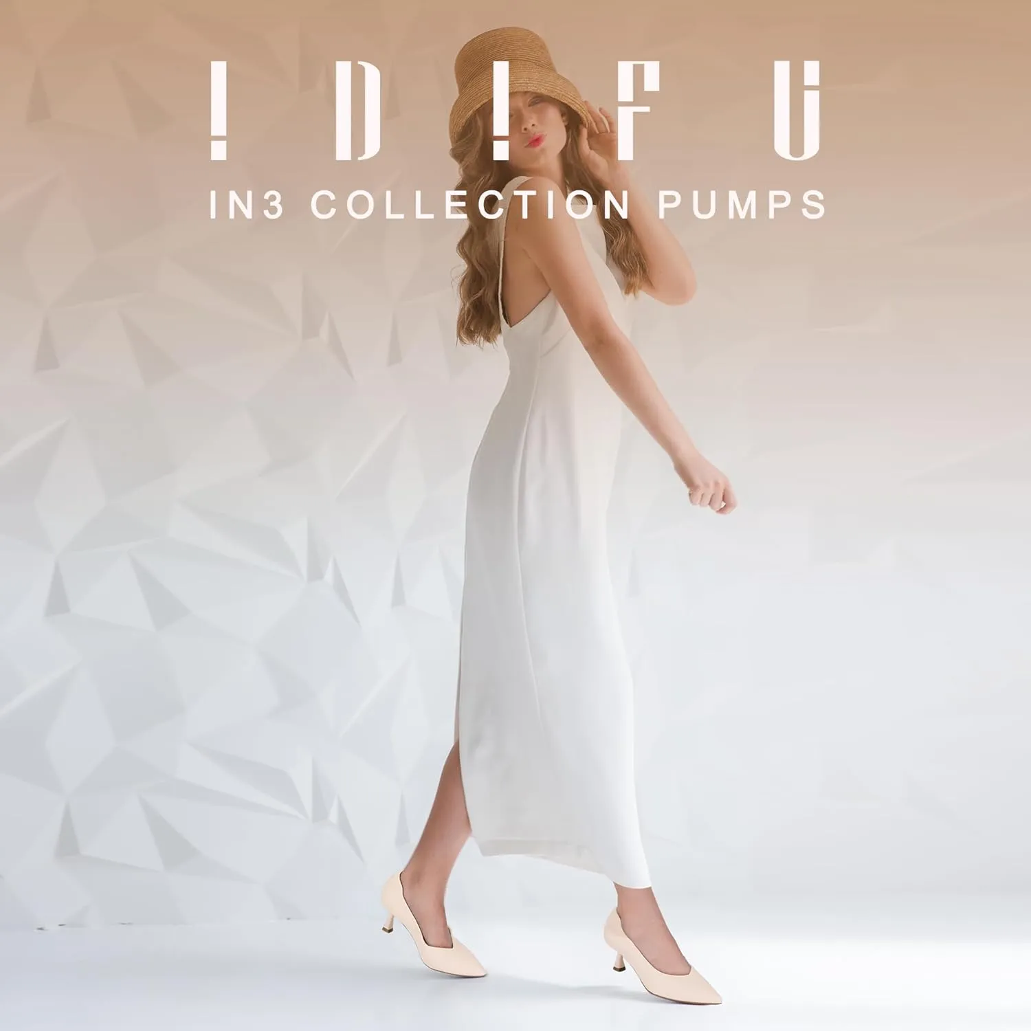 IDIFU IN3 Women's Pumps Kitten Closed Toe Heels Low Pointed Toe Heels Wedding Bridal Office Formal Work Prom Dress Shoes for Women Comfortable Dressy Trendy Cute Pumps Shoes