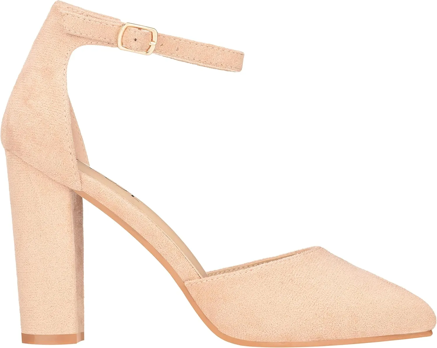 ILLUDE Women's High Block Heels Pumps Pointed Closed Toe Ankle Strap High Heel Pump Shoes