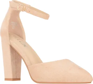 ILLUDE Women's High Block Heels Pumps Pointed Closed Toe Ankle Strap High Heel Pump Shoes