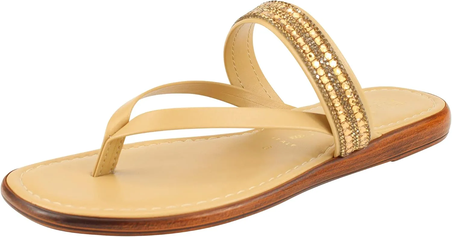 ITALIAN Shoemakers Lanna Slide on Flip Flop Rinestone Banded Sandal for Women Dressy or Casual