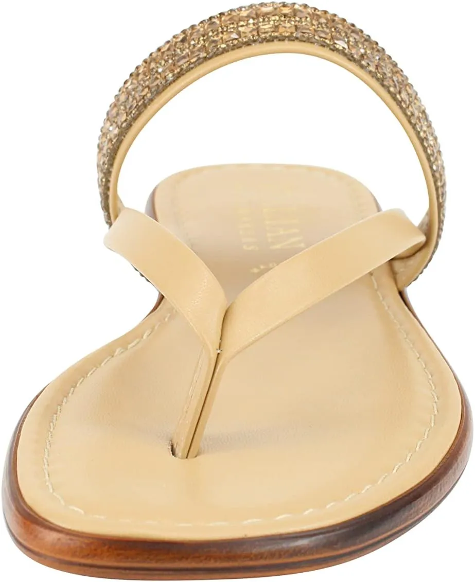 ITALIAN Shoemakers Lanna Slide on Flip Flop Rinestone Banded Sandal for Women Dressy or Casual