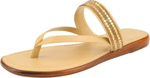 ITALIAN Shoemakers Lanna Slide on Flip Flop Rinestone Banded Sandal for Women Dressy or Casual