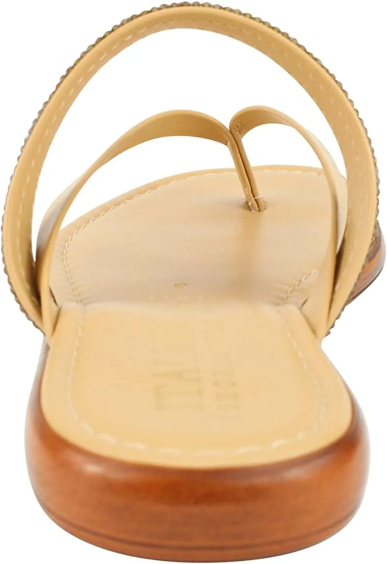 ITALIAN Shoemakers Lanna Slide on Flip Flop Rinestone Banded Sandal for Women Dressy or Casual