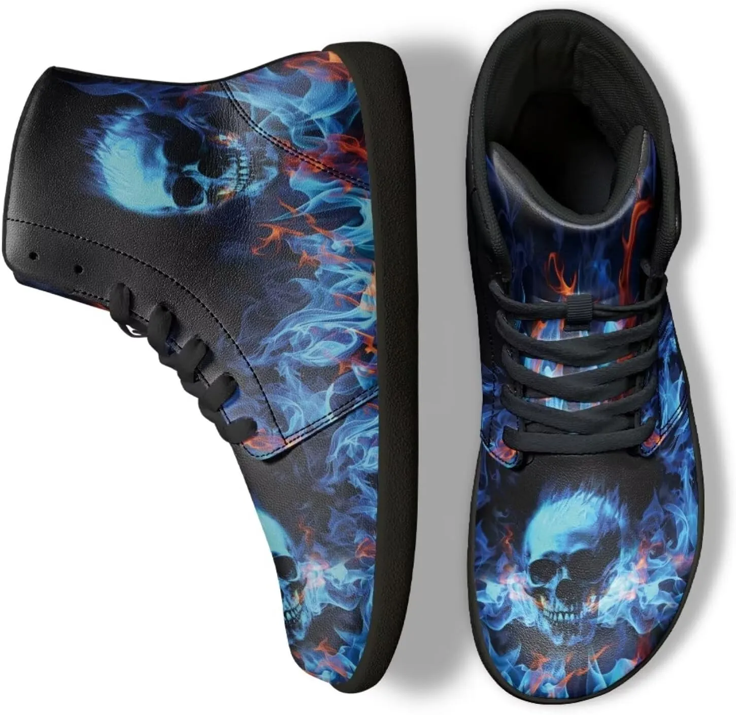 Jeiento Skull High Top Barefoot Running Shoes Breathable Sneaker for Men