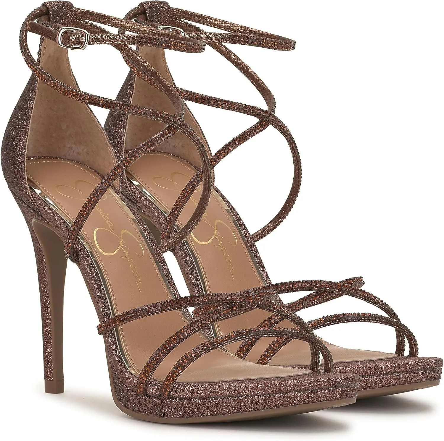 Jessica Simpson Womens Jaeya Rhinestone Strappy Dress Sandals