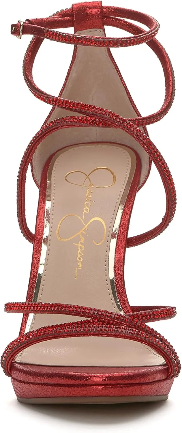 Jessica Simpson Womens Jaeya Rhinestone Strappy Dress Sandals