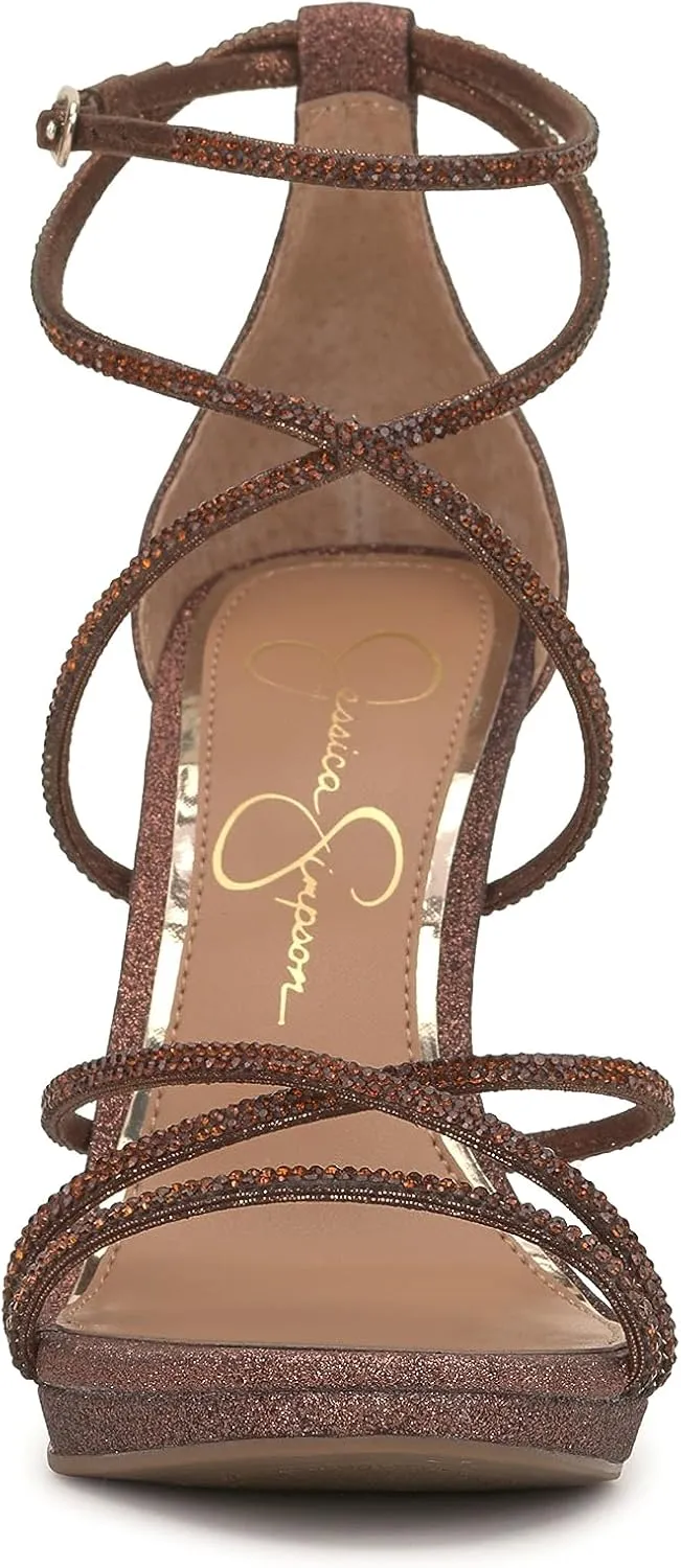Jessica Simpson Womens Jaeya Rhinestone Strappy Dress Sandals