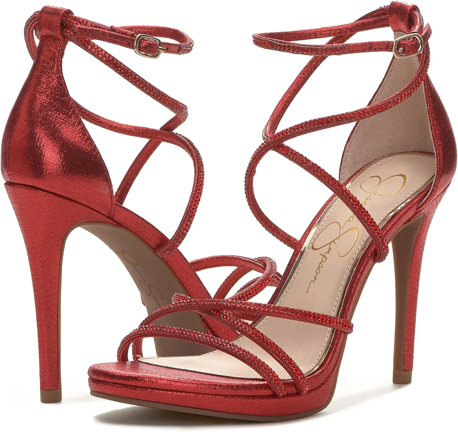 Jessica Simpson Womens Jaeya Rhinestone Strappy Dress Sandals