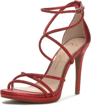 Jessica Simpson Womens Jaeya Rhinestone Strappy Dress Sandals