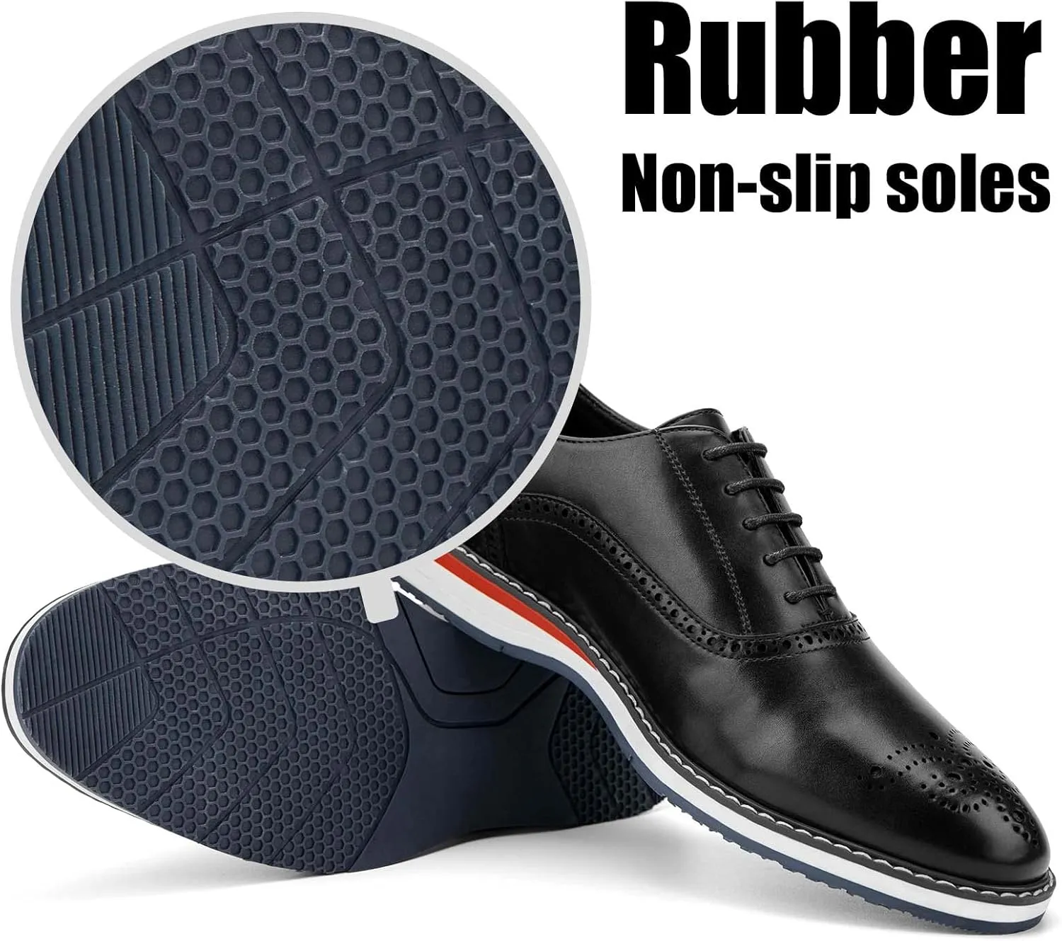 JITAI Men's Oxford Dress Shoes Lightweight Fashion Shoes with Wingtip Brogue & Lace-up Design