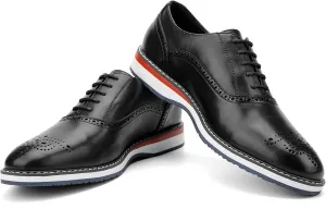 JITAI Men's Oxford Dress Shoes Lightweight Fashion Shoes with Wingtip Brogue & Lace-up Design