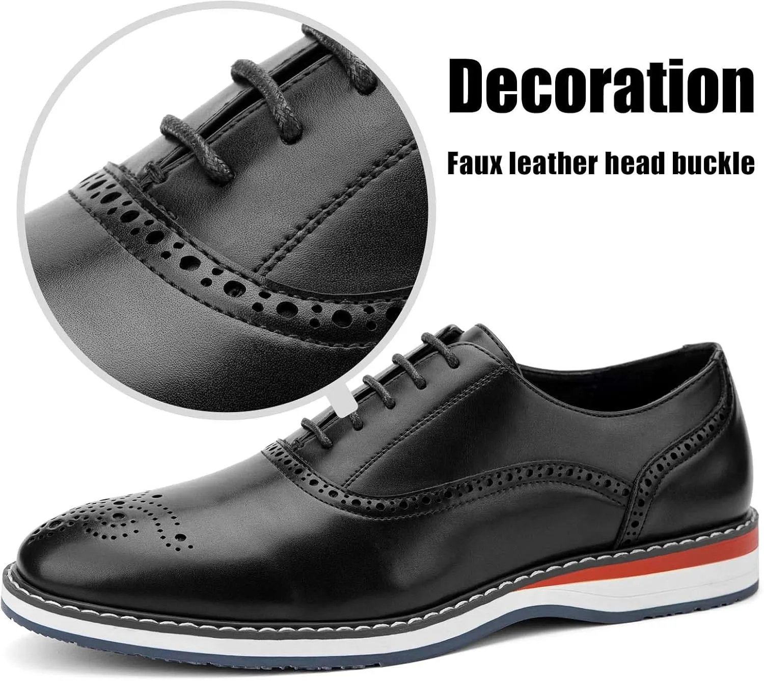 JITAI Men's Oxford Dress Shoes Lightweight Fashion Shoes with Wingtip Brogue & Lace-up Design