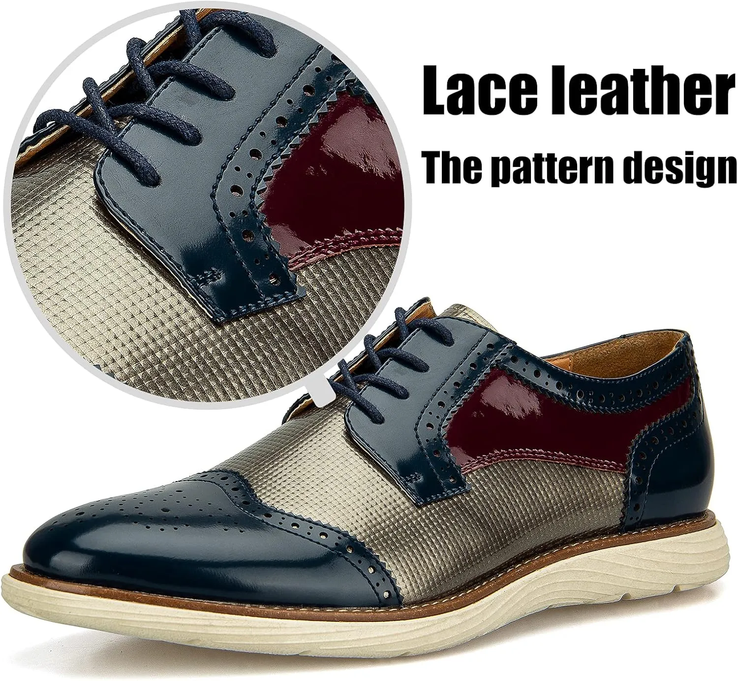 JITAI Men's Oxford Shoes,Dress Shoes Lace-up Wingtip Brogue Shoe Mens Lightweight Fashion Shoes.