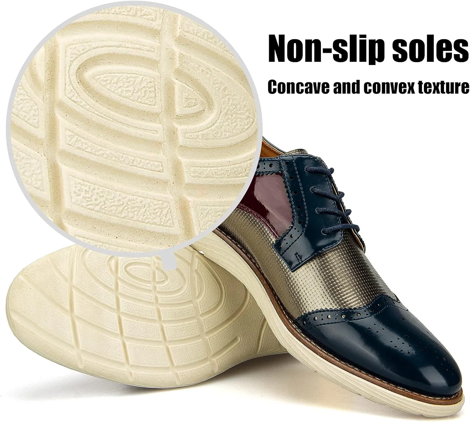 JITAI Men's Oxford Shoes,Dress Shoes Lace-up Wingtip Brogue Shoe Mens Lightweight Fashion Shoes.
