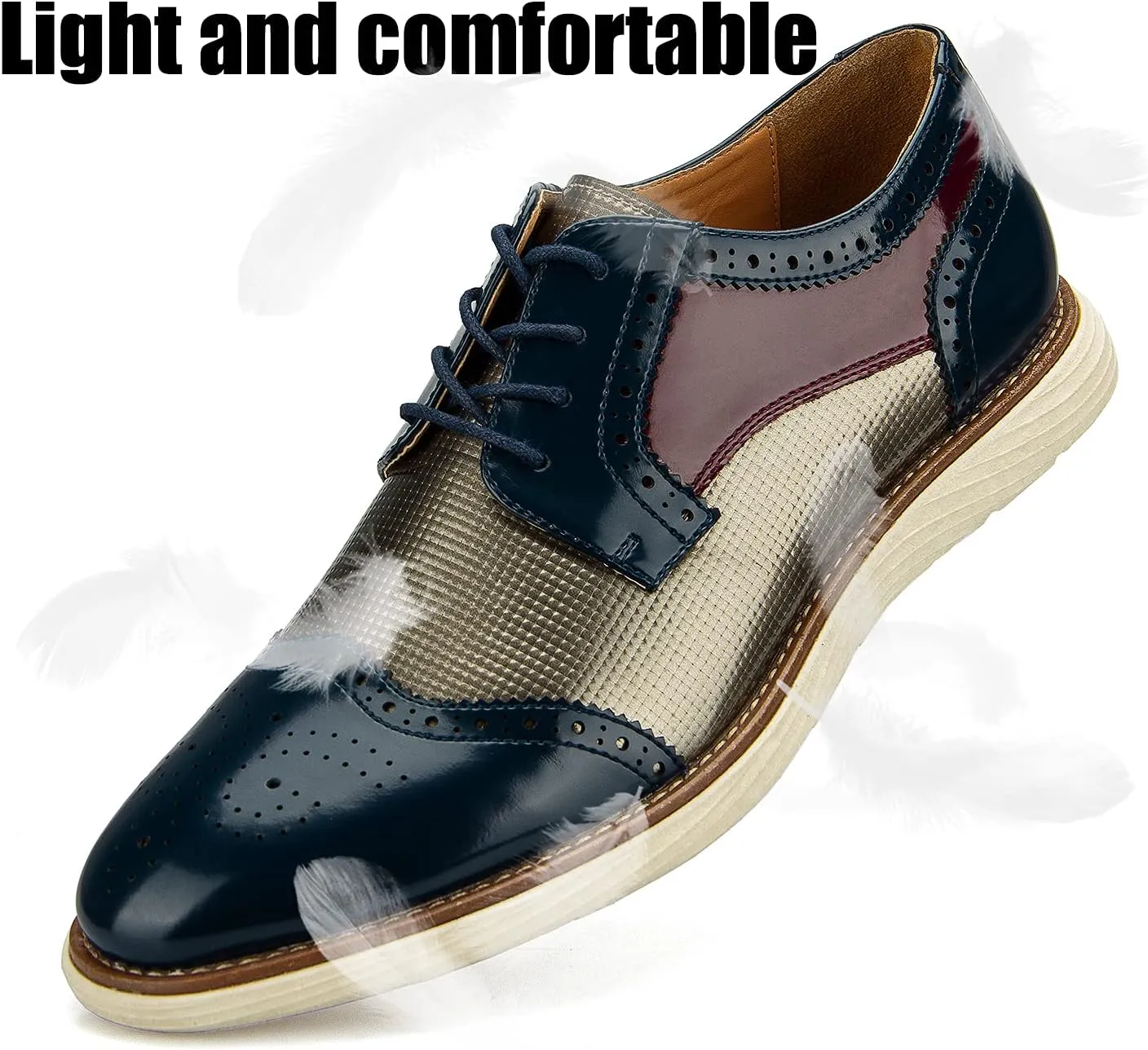 JITAI Men's Oxford Shoes,Dress Shoes Lace-up Wingtip Brogue Shoe Mens Lightweight Fashion Shoes.
