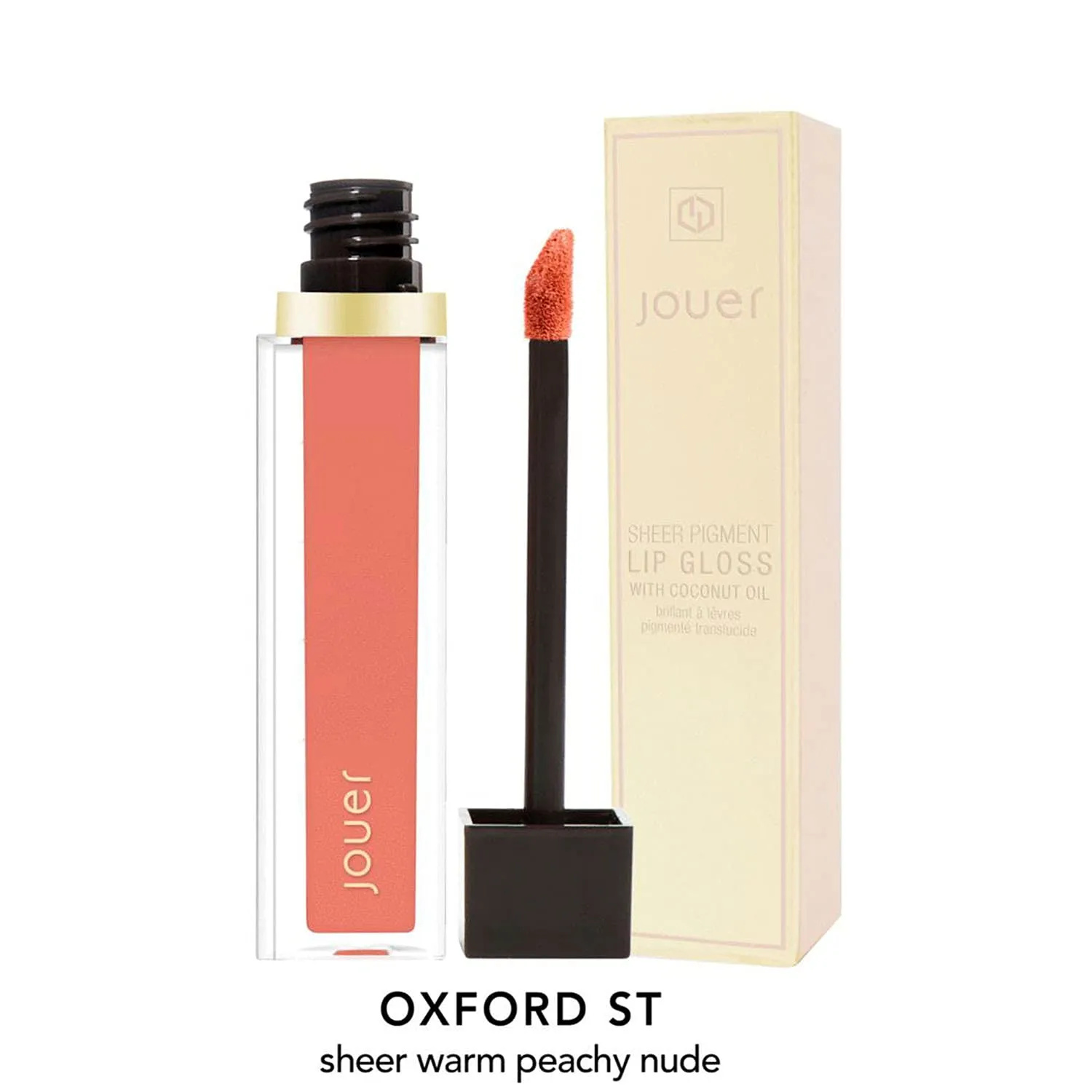 Jouer Sheer Pigment Lip Gloss, Oxford St Sheer Warm Peachy Nude, Vanilla Macaron, 0.21 Ounce (Pack of 1)