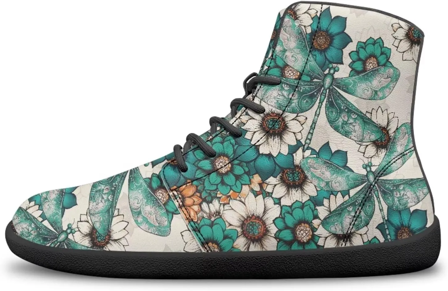 JoyLamoria Unisex High Top Shoes Laces Up Fashion Leather Skate Sneaker Mid Top Barefoot Shoes Lightweight,Marble Print