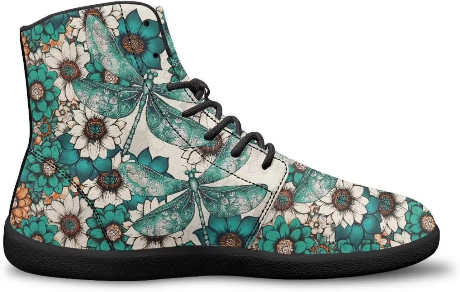JoyLamoria Unisex High Top Shoes Laces Up Fashion Leather Skate Sneaker Mid Top Barefoot Shoes Lightweight,Marble Print