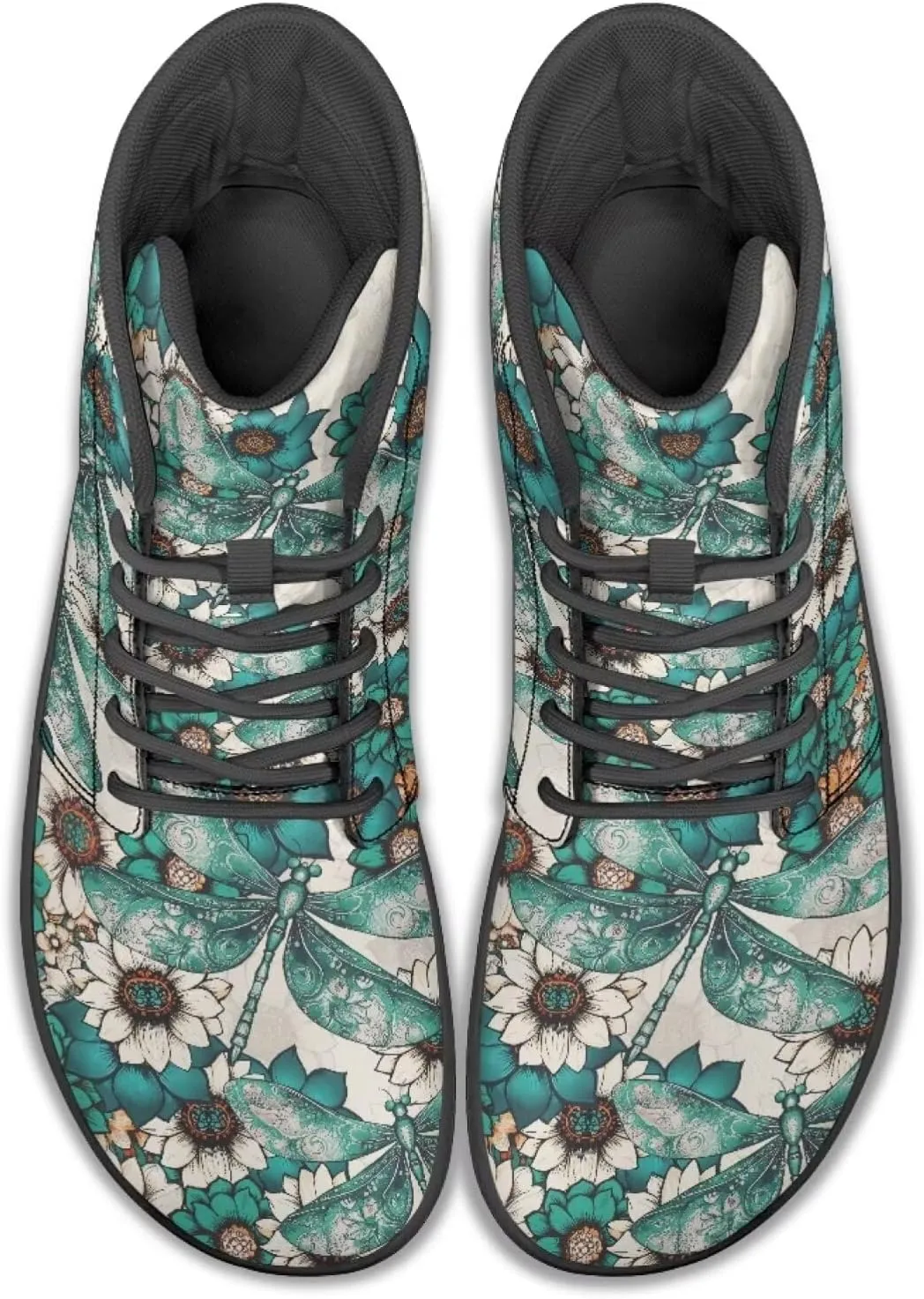 JoyLamoria Unisex High Top Shoes Laces Up Fashion Leather Skate Sneaker Mid Top Barefoot Shoes Lightweight,Marble Print
