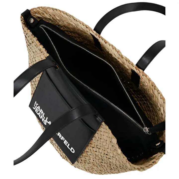 KARL LAGERFELD JEANS LARGE RAFFIA BASKET TOTE BAG