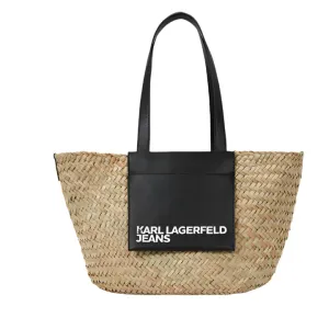 KARL LAGERFELD JEANS LARGE RAFFIA BASKET TOTE BAG
