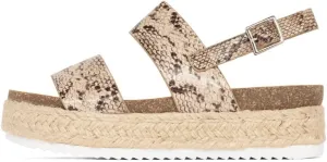 Kaz Espadrilles Rubber Trim Sole Ankle Buckle Open Toe Embellished Wedge Sandals