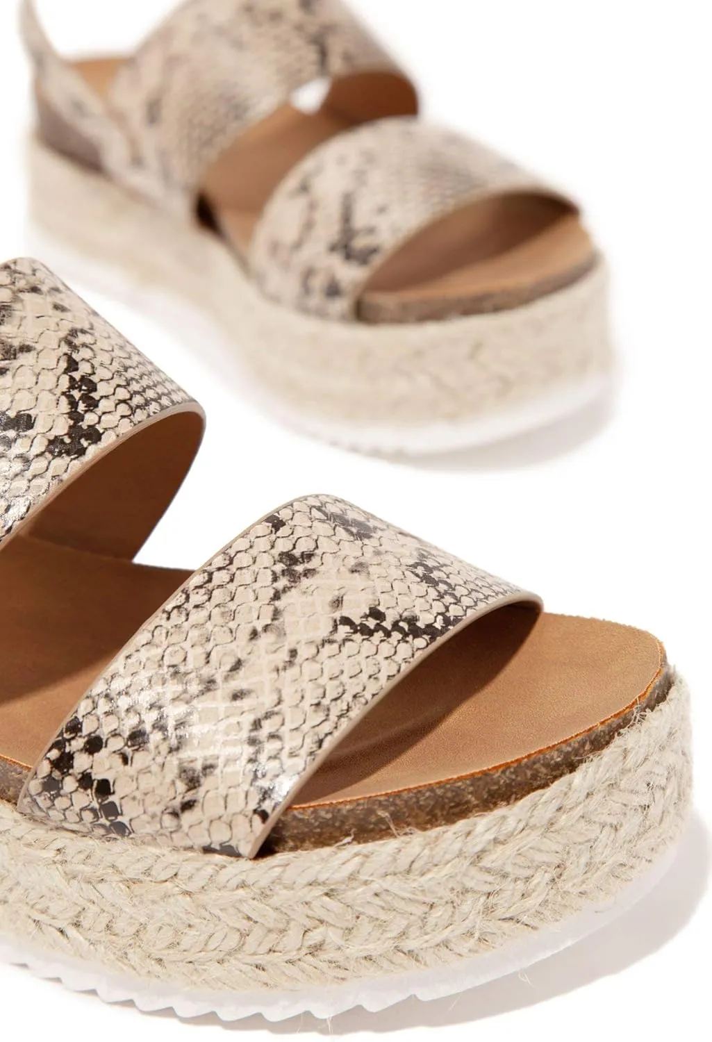 Kaz Espadrilles Rubber Trim Sole Ankle Buckle Open Toe Embellished Wedge Sandals