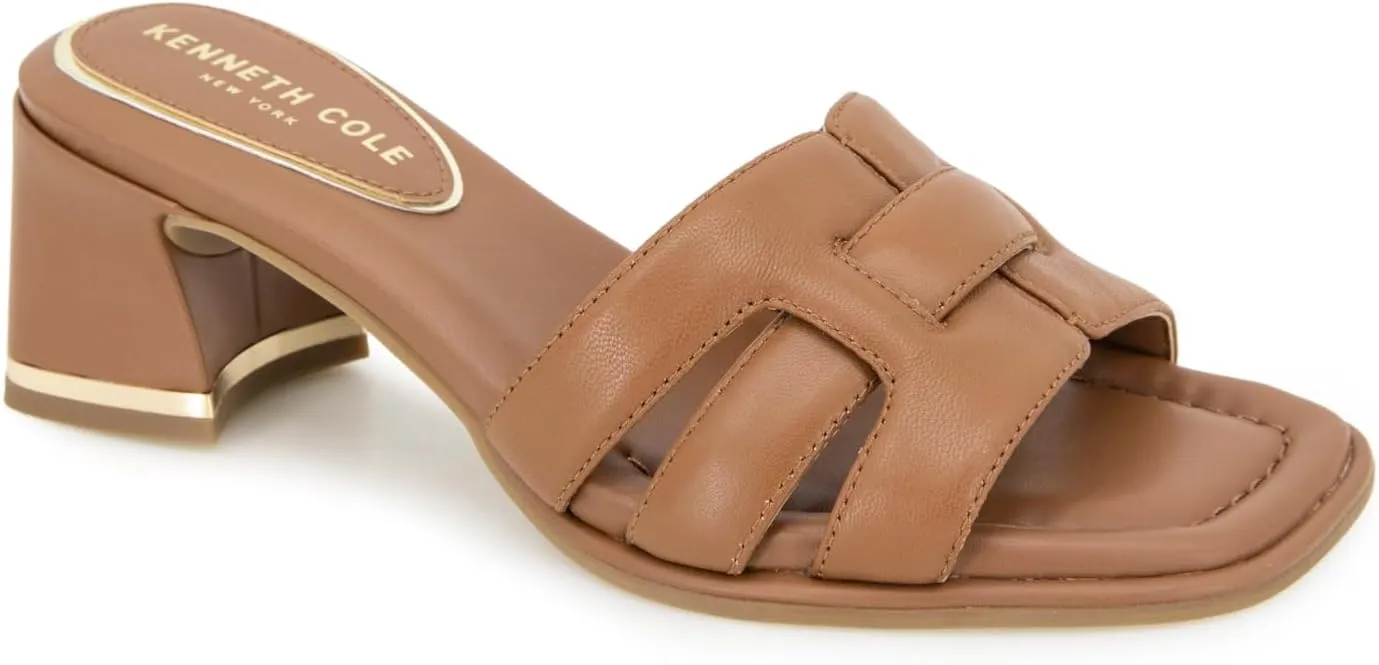 Kenneth Cole New York Women's Harper Heeled Sandal, Cognac Leather, 9.5