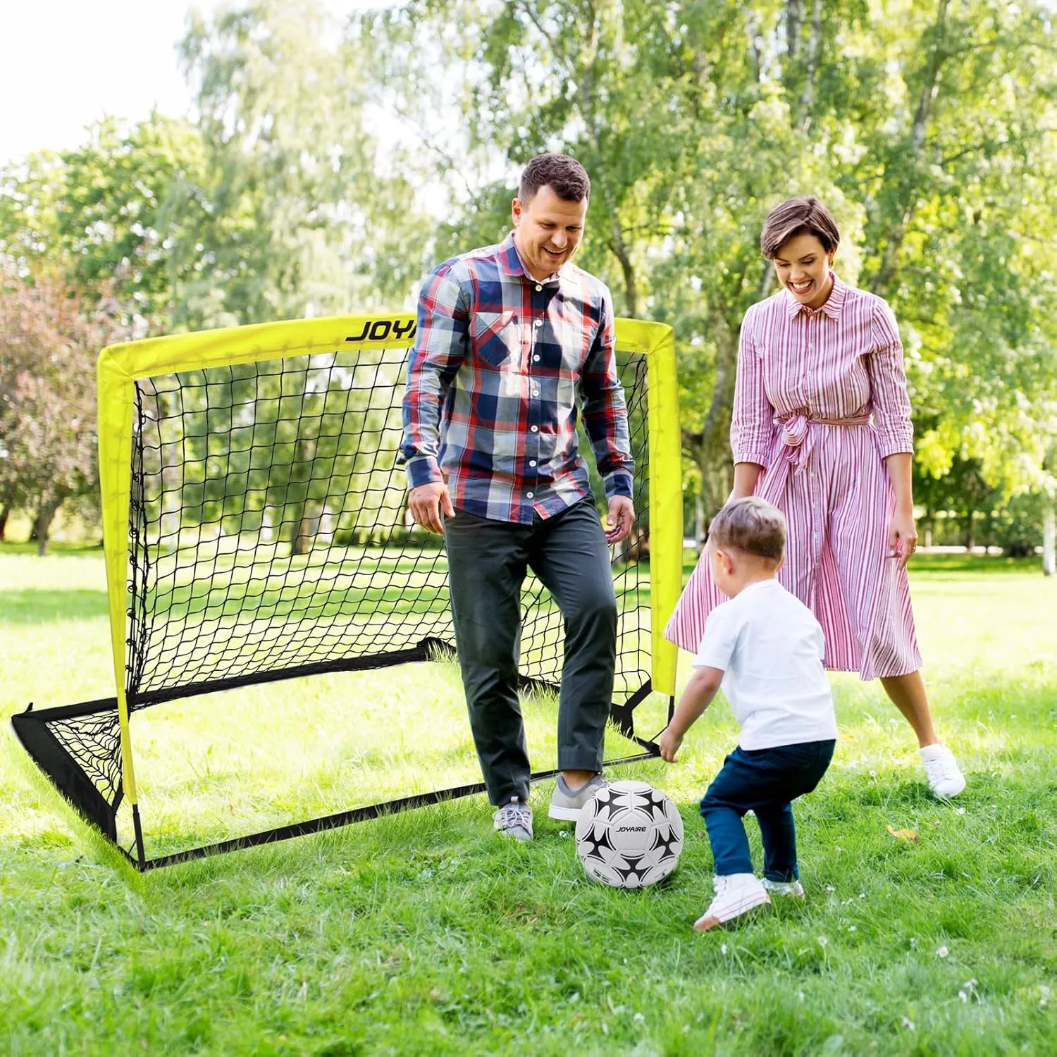 Kids Soccer Goals for Backyard Set, Portable Toddler Soccer Goal 2 of 4x3 ft, 6x4 ft, 7x5 ft, Soccer Training Equipment, Pop Up Soccer Net Kit with Size 4 Soccer Ball, Youth Games, Outdoor Sports Play