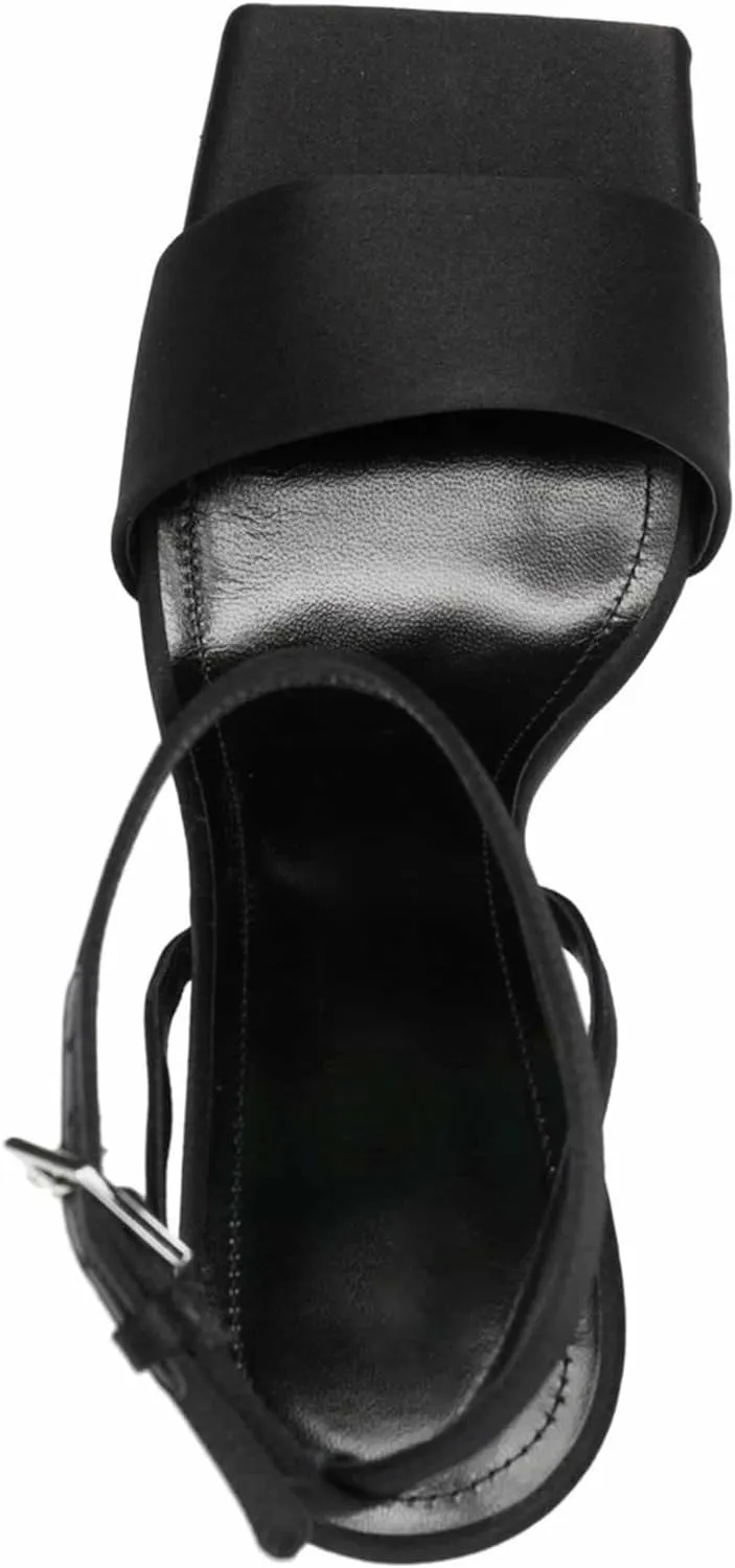 Kluolandi High Heel Wedge Sandals for Women Open Toe Ankle Strap Heeled Sandals Satin Heels