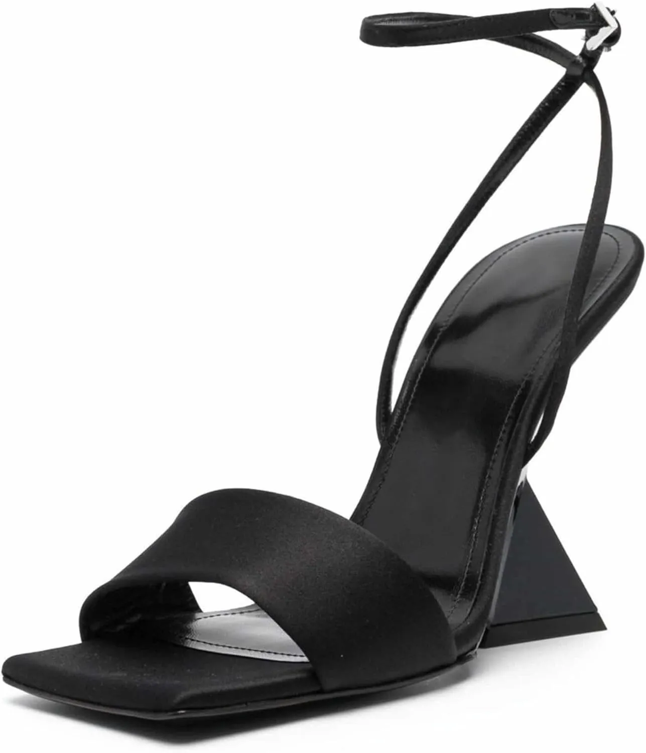 Kluolandi High Heel Wedge Sandals for Women Open Toe Ankle Strap Heeled Sandals Satin Heels