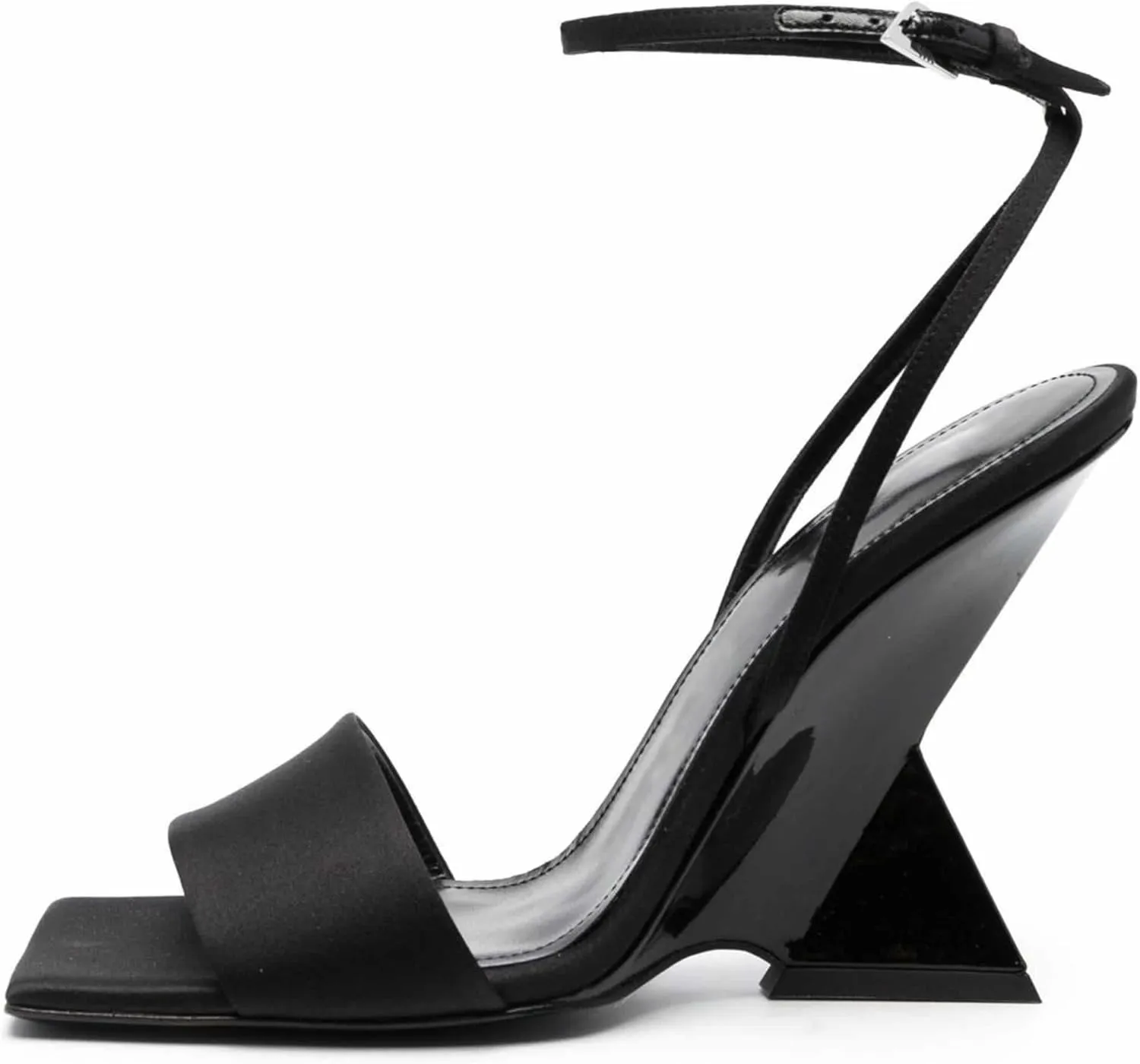 Kluolandi High Heel Wedge Sandals for Women Open Toe Ankle Strap Heeled Sandals Satin Heels