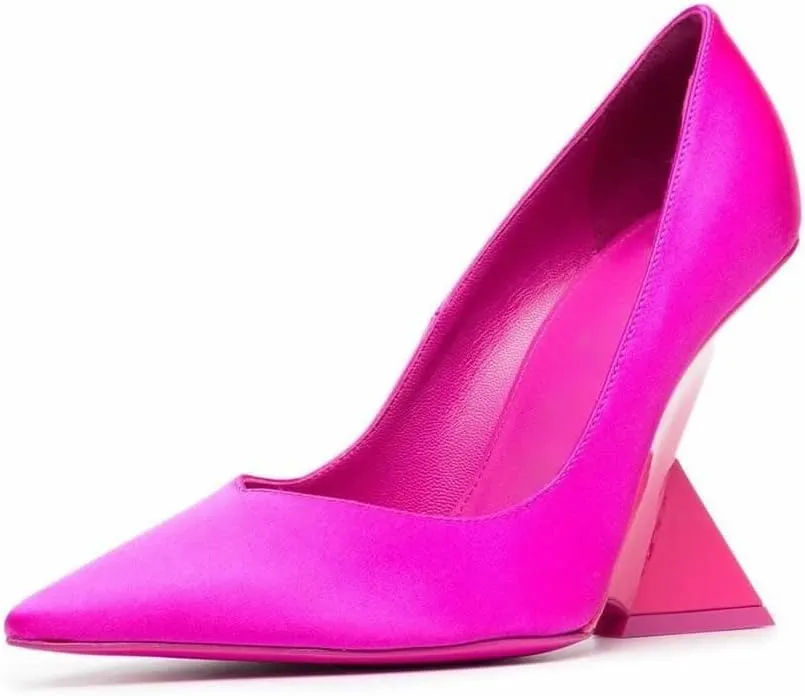 Kluolandi Women's Pumps Shoes Closed Pointed Toe Wedge Pump High Heels for Women Dress Wedding Bride Office