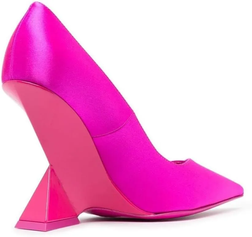 Kluolandi Women's Pumps Shoes Closed Pointed Toe Wedge Pump High Heels for Women Dress Wedding Bride Office