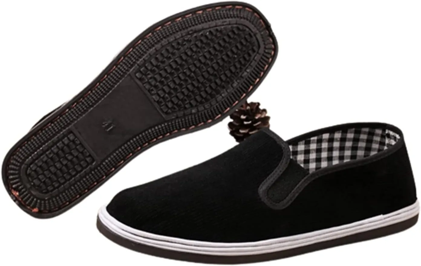 Kung Fu Tai Chi Martial Arts Shoes, Men Chinese Breathable Slip-On Martial Traditional Arts Old Peking Shoes, Comfortable Non Slip Rubber Sole Qigong Trainerss, for Leisure, Walking, Rock