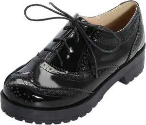 KysBloes Women Lace Up Platform Oxford Shoes Chunky Heel Wingtip Pumps Vintage Brogue Saddle Shoes