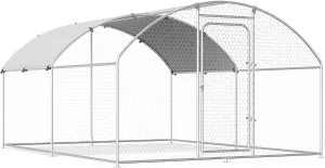 Large Metal Chicken Coop Chicken Run Hen Rabbit Duck House with Waterproof Cover for Outdoor Walk-in Poultry Cage Back Yard, Dome Roof(10’ W x 13.1’ L x 6.4’ H)