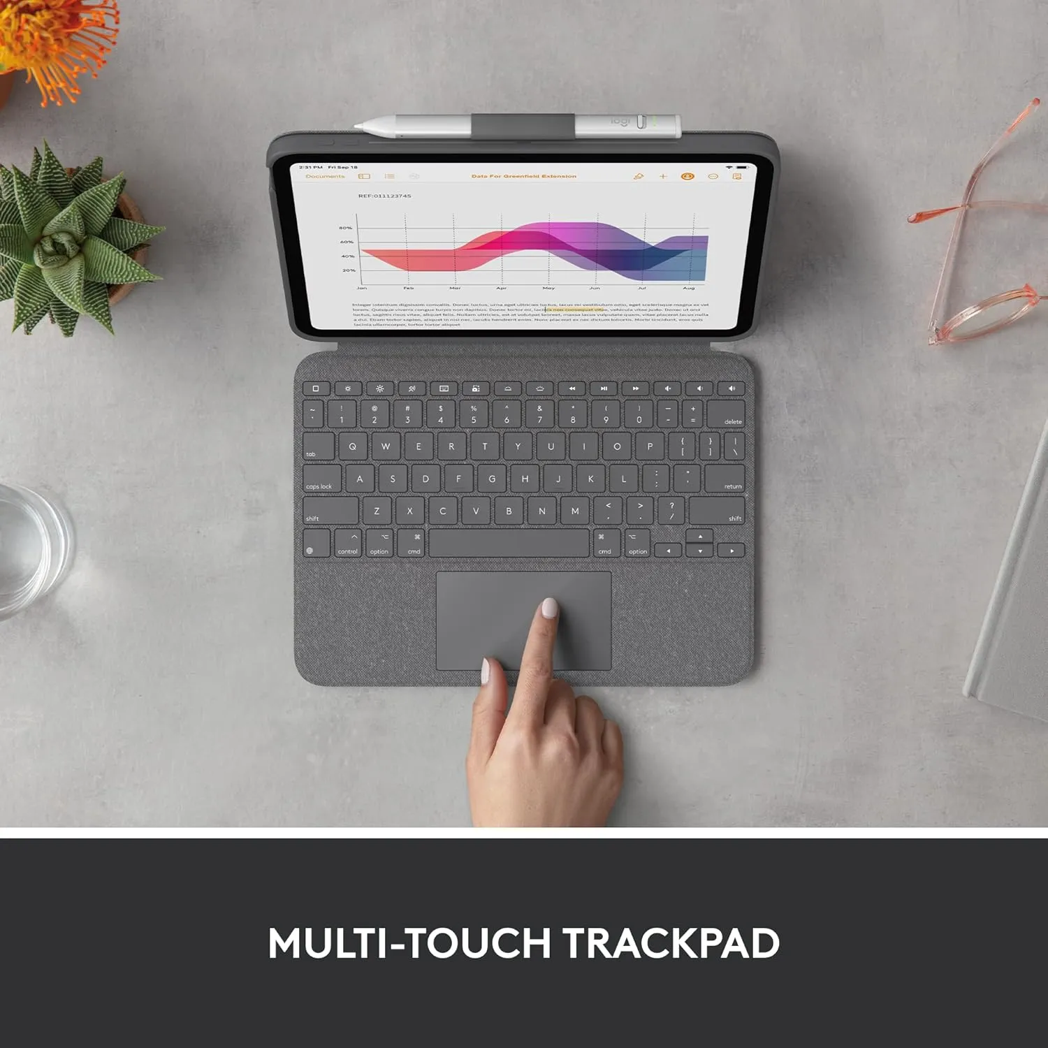 Logitech Combo Touch iPad 10th Gen Case, Detachable Keyboard, Large Precision Trackpad, Backlit Keyboard, Smart Connector - Oxford Gray
