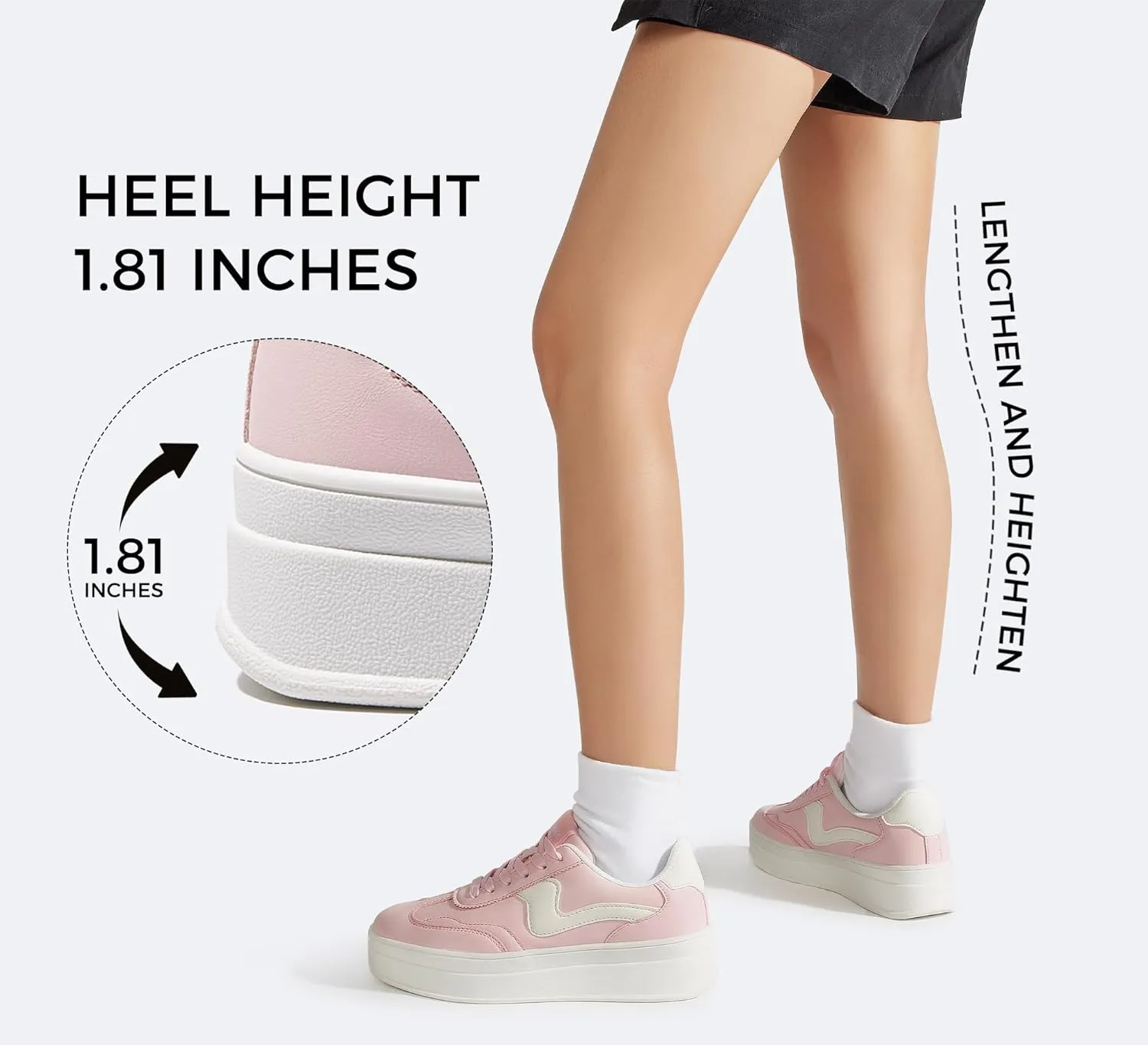 LUCKY STEP Women's Platform Fashion Sneakers Thick Sole Suede Genuine Leather Classic Rubber Gum Sole Low Top Casual Walking Shoes