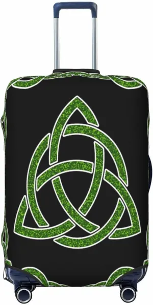 Luggage Cover For Travel Norse Mythology Vikings Trinity Knot Green Rune– High Elasticity Business Trips 20-28 Inch.