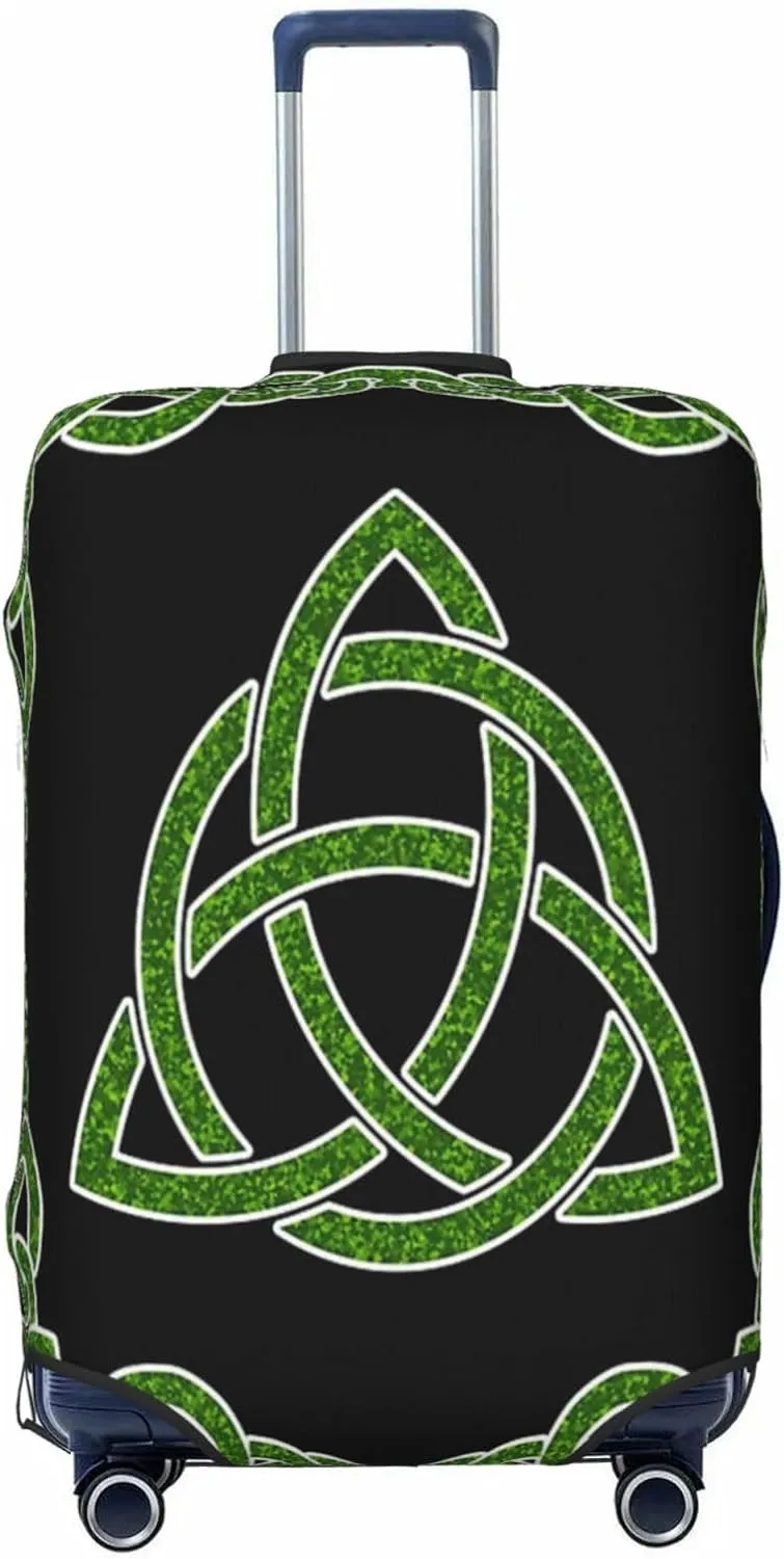 Luggage Cover For Travel Norse Mythology Vikings Trinity Knot Green Rune– High Elasticity Business Trips 20-28 Inch.