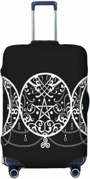 Luggage Cover For Travel Triple Moon Goddess Wiccan Pentagram Logo– Scratch-Resistant Ideal For Travel 20-28 Inch.
